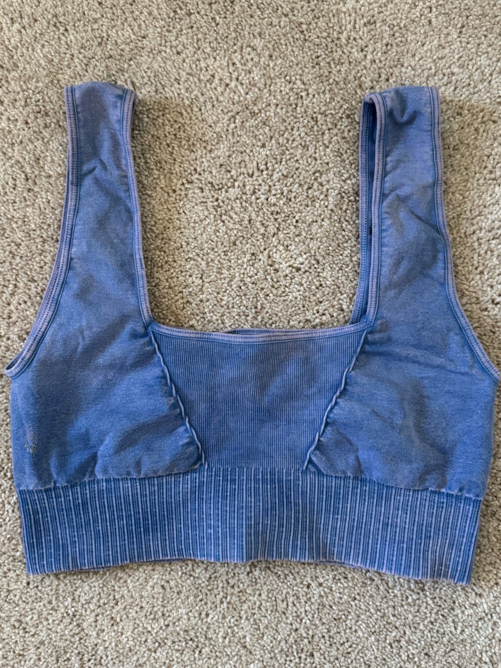 Free People Blue Ribbed Crop Tank Top